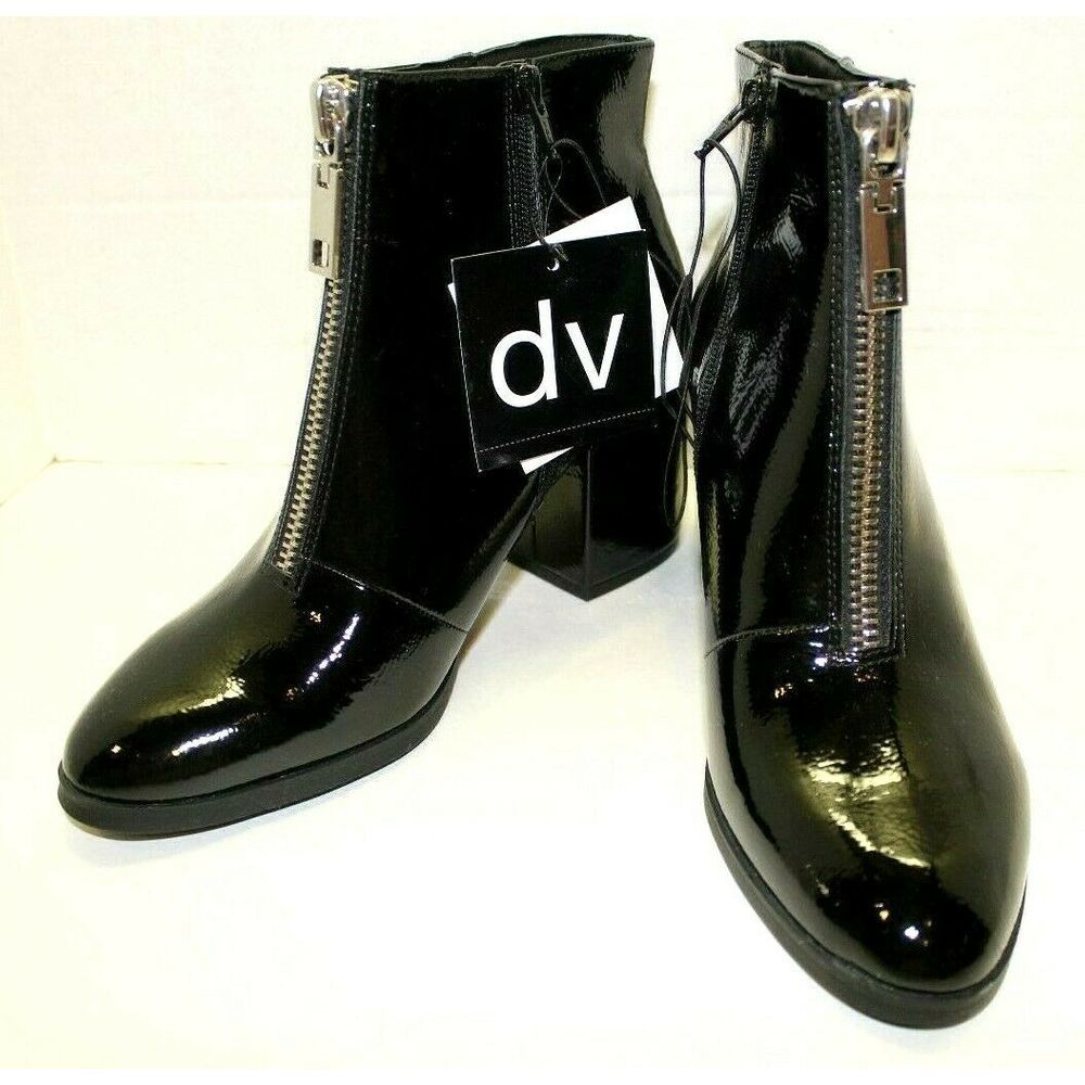 DV Florence Black Zipper Ankle Boot Heels Sz 8 1/2